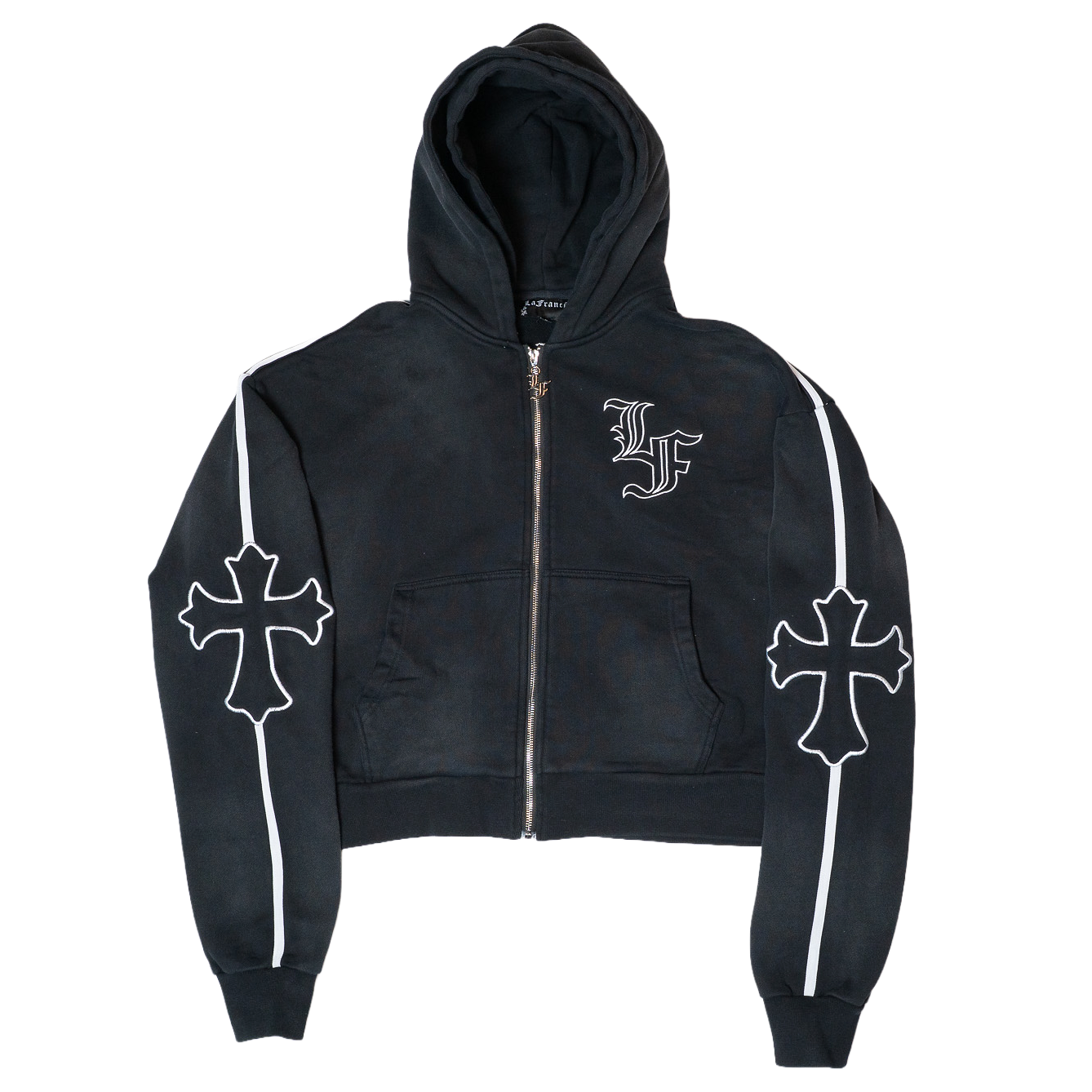Cross Double Hood Crop Zip Up – LaFrancé