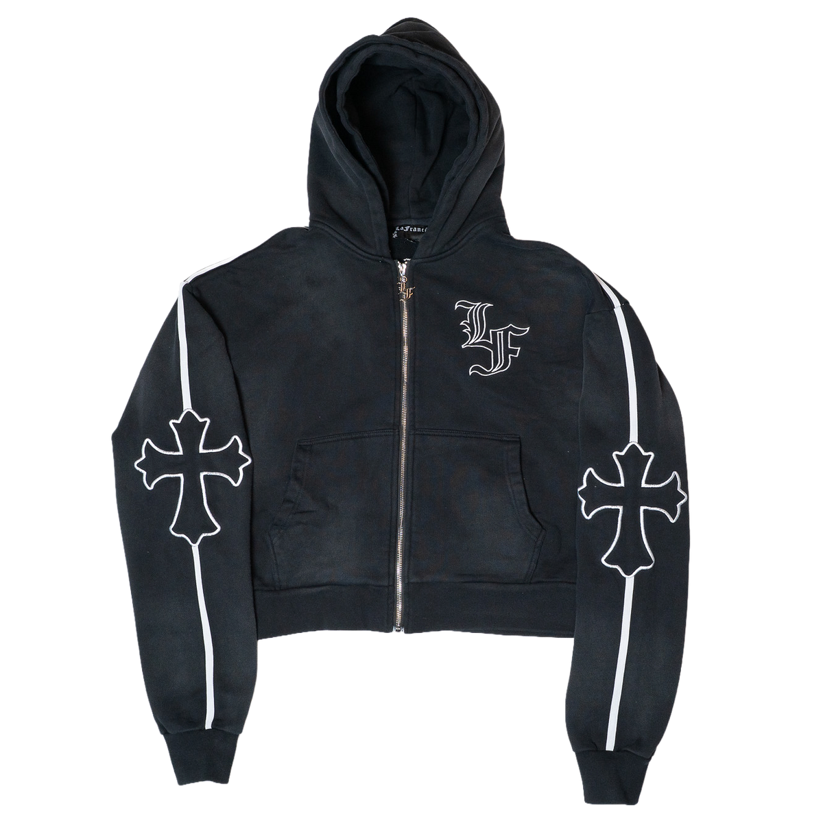 Cross Double Hood Crop Zip Up – LaFrancé