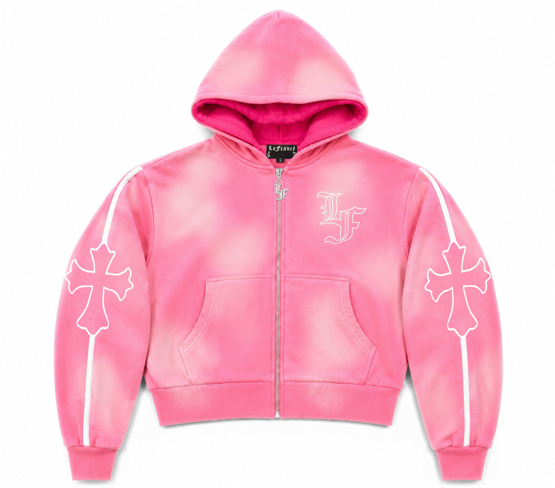 Cross Double Hood Crop Zip Up – LaFrancé