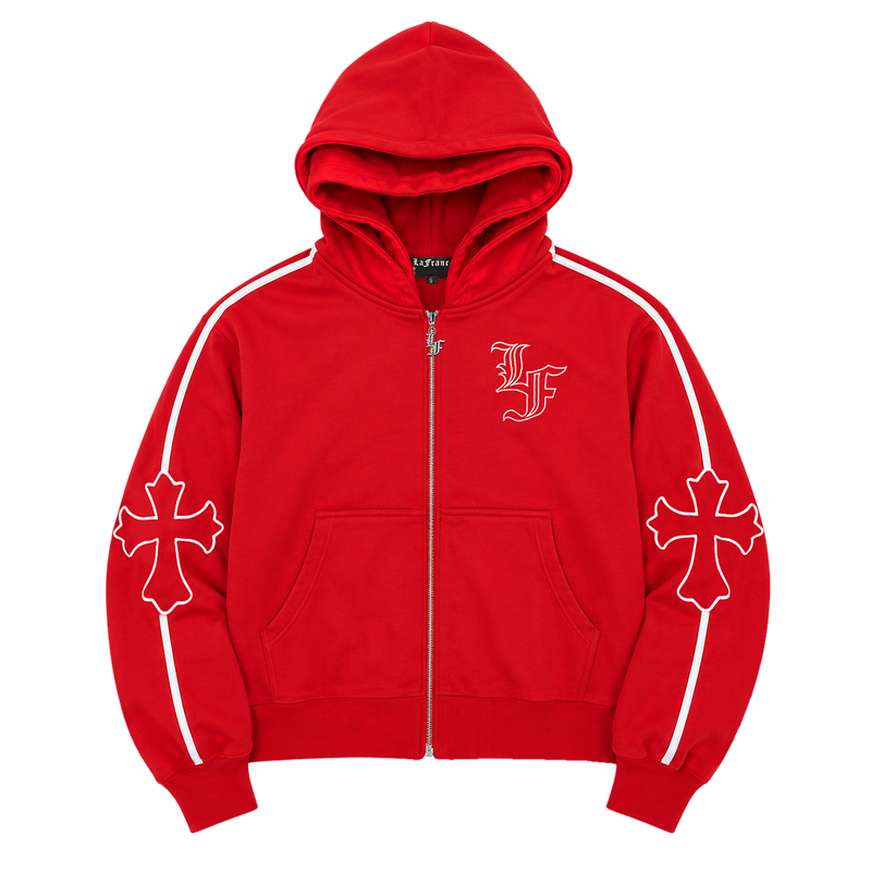 Cross Double Hood Crop Zip Up – LaFrancé